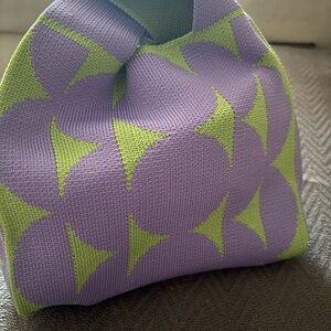Purple and Green Patterned Handbag